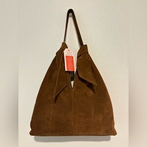 Stylish Brown Suede Hobo Bag
